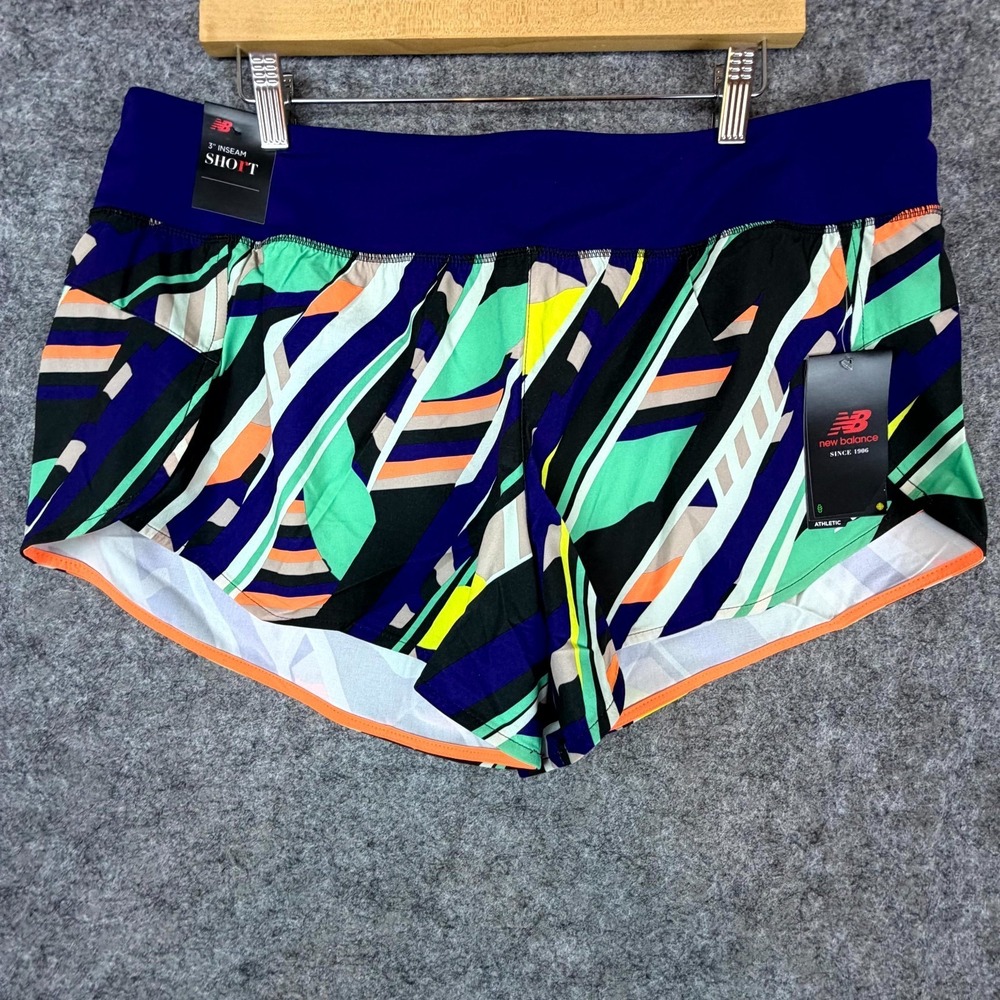 New Balance Impact Run 3" Shorts Womens XL Black Printed Stretch Lined Workout